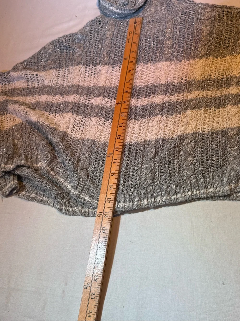 Justice Girls Open Knit Hooded Poncho Sweater Grey
